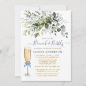 Invitation Aquarelle Verdure Dusty Bleu Brunch Bubbly (Devant)
