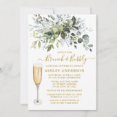 Invitation Aquarelle Verdure Dusty Bleu Brunch Bubbly Or (Devant)