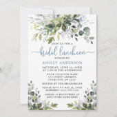 Invitation Aquarelle Verdure Dusty Blue Bridal Luncheon (Devant)