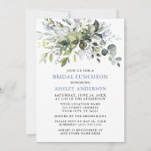 Invitation Aquarelle Verdure Dusty Blue Bridal Luncheon (Devant)