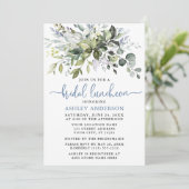 Invitation Aquarelle Verdure Dusty Blue Bridal Luncheon (Debout devant)