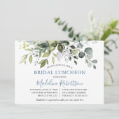 Invitation Aquarelle Verdure Dusty Blue Bridal Luncheon (Debout devant)