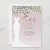 Invitation Aquarelle Verdure Dusty Fête des mariées rose (Devant)