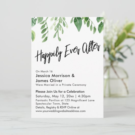 Invitation Aquarelle Verdure Écriture Manuscrite Heureux à ja (Debout devant)