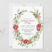 Invitation Aquarelle Verdure Élégante fête de Noël florale (Devant)