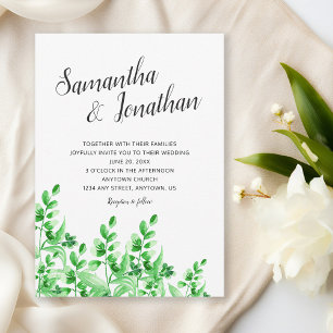 Invitation Aquarelle Verdure Élégante Mariage de calligraphie
