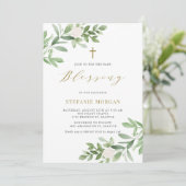 Invitation Aquarelle Verdure et Fleurs Blessure bébé (Debout devant)