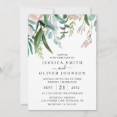 Invitation Aquarelle Verdure et Fleurs Tout en un Mariage (Devant)