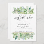 Invitation Aquarelle Verdure et Foliage Frontière Célébrer (Devant / Derrière)