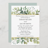 Invitation Aquarelle Verdure et Mariage botanique or (Devant / Derrière)