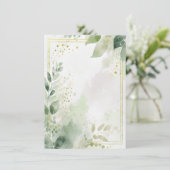 Invitation Aquarelle verdure et or mariage vierge (Debout devant)