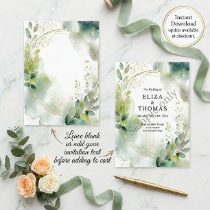 Invitation Aquarelle verdure et or vierge Mariage