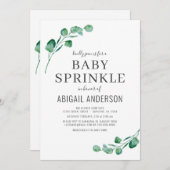 Invitation Aquarelle Verdure Eucalyptus Baby Sprinkel (Devant / Derrière)