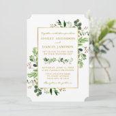 Invitation Aquarelle Verdure Eucalyptus Mariage or (Debout devant)