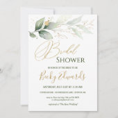 Invitation Aquarelle Verdure/Fête de l'mariée or (Devant)