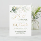 Invitation Aquarelle Verdure/Fête de l'mariée or (Debout devant)