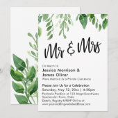 Invitation Aquarelle verdure fête de mariage de M. et Mme apr (Devant / Derrière)