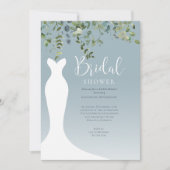 Invitation Aquarelle Verdure Fête des mariées bleu Dusty (Devant)