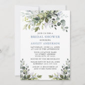 Invitation Aquarelle Verdure Fête des mariées bleu Dusty (Devant)