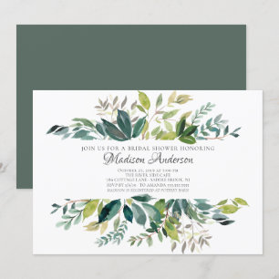 Invitation Aquarelle Verdure Fête des mariées botanique