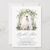 Invitation Aquarelle Verdure Fête des mariées florale (Devant)