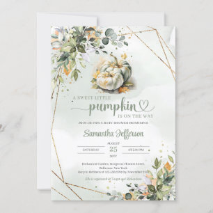 Invitation Aquarelle verdure feuillage chute laisse citrouill