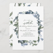 Invitation Aquarelle Verdure Feuille 40e anniversaire femme (Devant / Derrière)