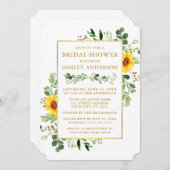 Invitation Aquarelle Verdure Fleurs de soleil Fête des mariée (Devant / Derrière)