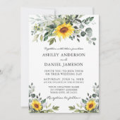 Invitation Aquarelle Verdure Fleurs de soleil Mariage photo (Devant)