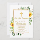 Invitation Aquarelle Verdure Fleurs de soleil Première commun (Devant)