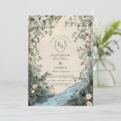 Invitation Aquarelle Verdure Flux Mariage naturel (Debout devant)