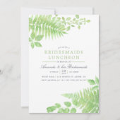 Invitation Aquarelle Verdure Foliage Bridesmaids Déjeuner (Devant)