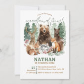 Invitation Aquarelle Verdure Forêt forestière Anniversaire (Devant)