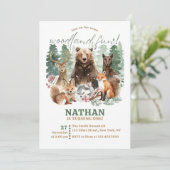 Invitation Aquarelle Verdure Forêt forestière Anniversaire (Debout devant)