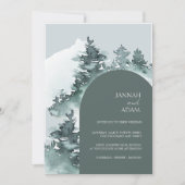 Invitation Aquarelle Verdure Forêt Pins Mariage (Devant)