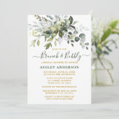 Invitation Aquarelle Verdure Gold Bridal Brunch Bubbly (Debout devant)
