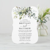 Invitation Aquarelle Verdure Mariage vert Sage (Debout devant)