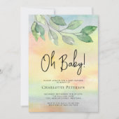 Invitation Aquarelle Verdure Oh Baby Baby shower (Devant)