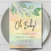 Invitation Aquarelle Verdure Oh Baby Baby shower