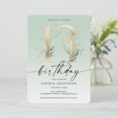 Invitation Aquarelle Verdure Or 13e anniversaire fêter Invit (Debout devant)