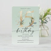 Invitation Aquarelle Verdure Or 15e anniversaire fête Invit (Debout devant)