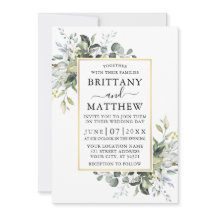 Aquarelle Verdure Or Frame Dusty Blue Mariage