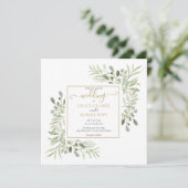 Invitation Aquarelle Verdure Or Mariage de script géométrique (Debout devant)