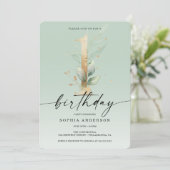 Invitation Aquarelle Verdure Or Premier anniversaire 1er (Debout devant)