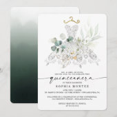 Invitation Aquarelle Verdure Or Quinceañera Anniversaire (Devant / Derrière)