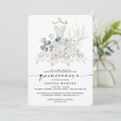 Invitation Aquarelle Verdure Or Quinceañera Anniversaire (Debout devant)