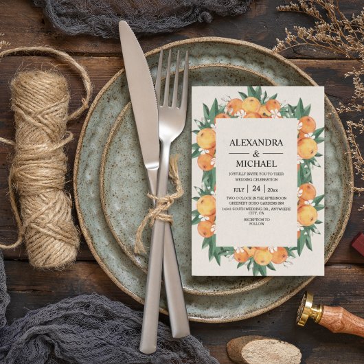 Invitation Aquarelle Verdure Orange Blossom Mariage moderne