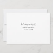 Invitation Aquarelle Verdure Photo Avis de décès et funéraill (Dos)