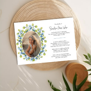 Invitation Aquarelle Verdure Photo Avis de décès et funéraill