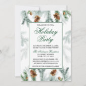 Invitation Aquarelle Verdure Pine Cône Fête de Vacances (Devant)